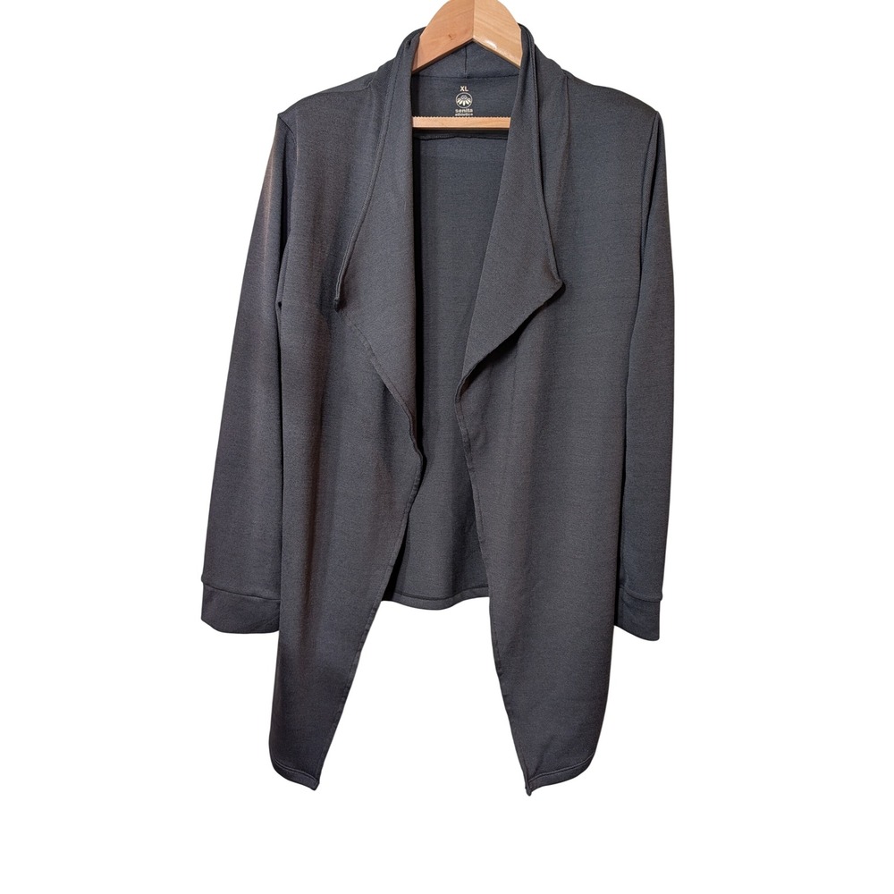 Senita Athletics Womens XL Gray Open Front Waterfall Draped Cardigan Jacket